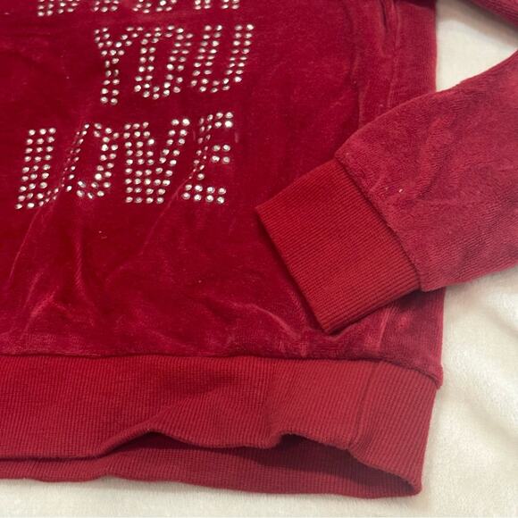 Girls Velour Sweatshirt sz 8 Red Girl's Sweatshirt - Picture 3 of 5